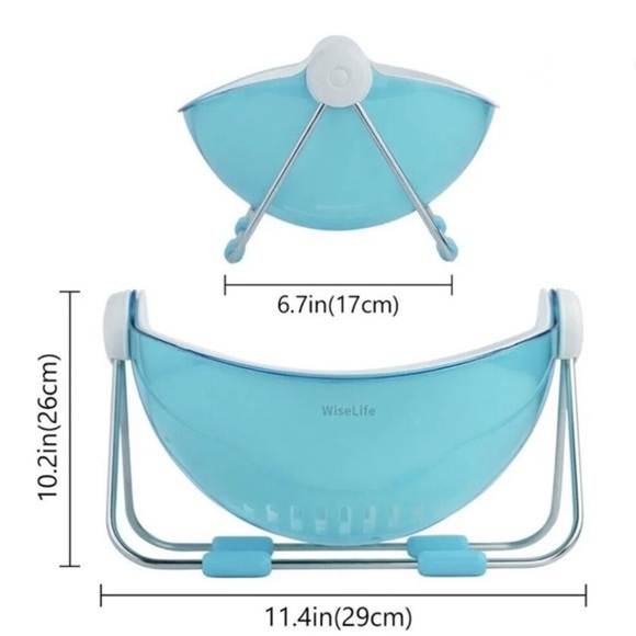 Blue All-in-one washing, draining,‎ storing Rotating Lid Fruit Bowl new - Picture 2 of 3